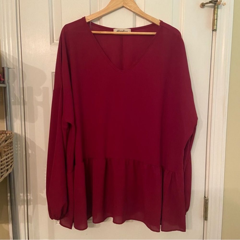 Haptics by Holly Harper sheer burgundy top Chic Soul Size 2X